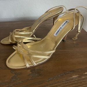 Manolo Blahnik Gold Heels Size 39 1/2